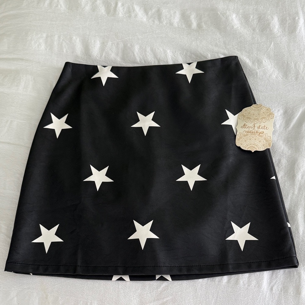 Black “leather” Star Patterned Skirt